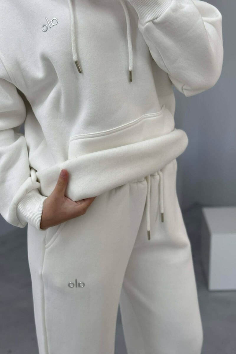KOSTUM ALO ME PUSH HOODIE+TUTA PËR FEMRA NË NGJYRË TË BARDHË - 5