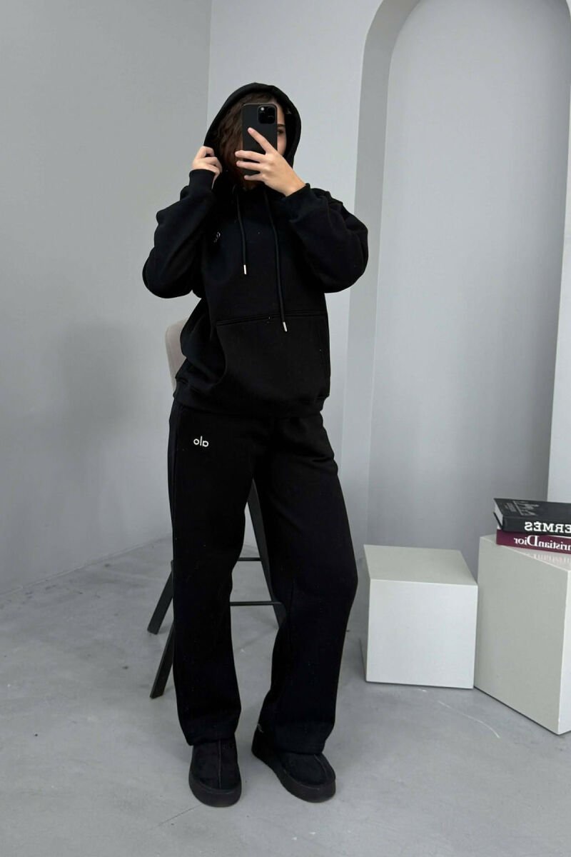KOSTUM ALO ME PUSH HOODIE+TUTA PËR FEMRA NË NGJYRË TË ZEZË - 2