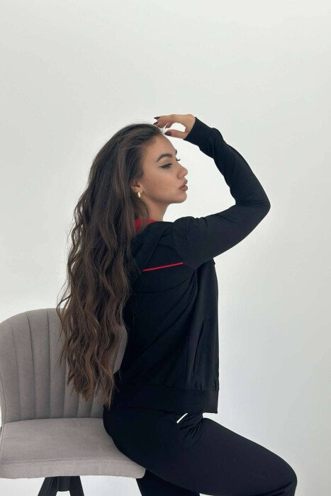 SIMPLE SWEATPANTS+JACKET WOMEN SET BLACK/ E ZEZE - 2