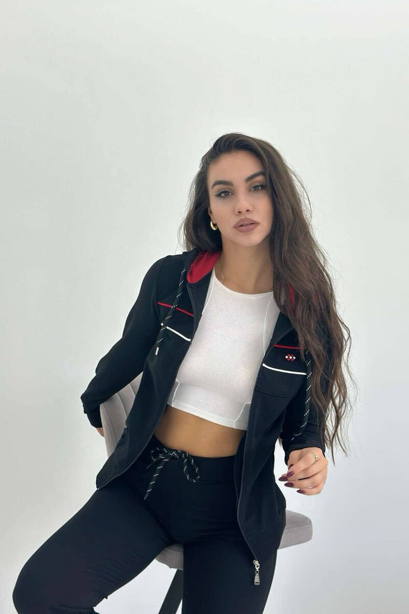 SIMPLE SWEATPANTS+JACKET WOMEN SET BLACK/ E ZEZE - 3