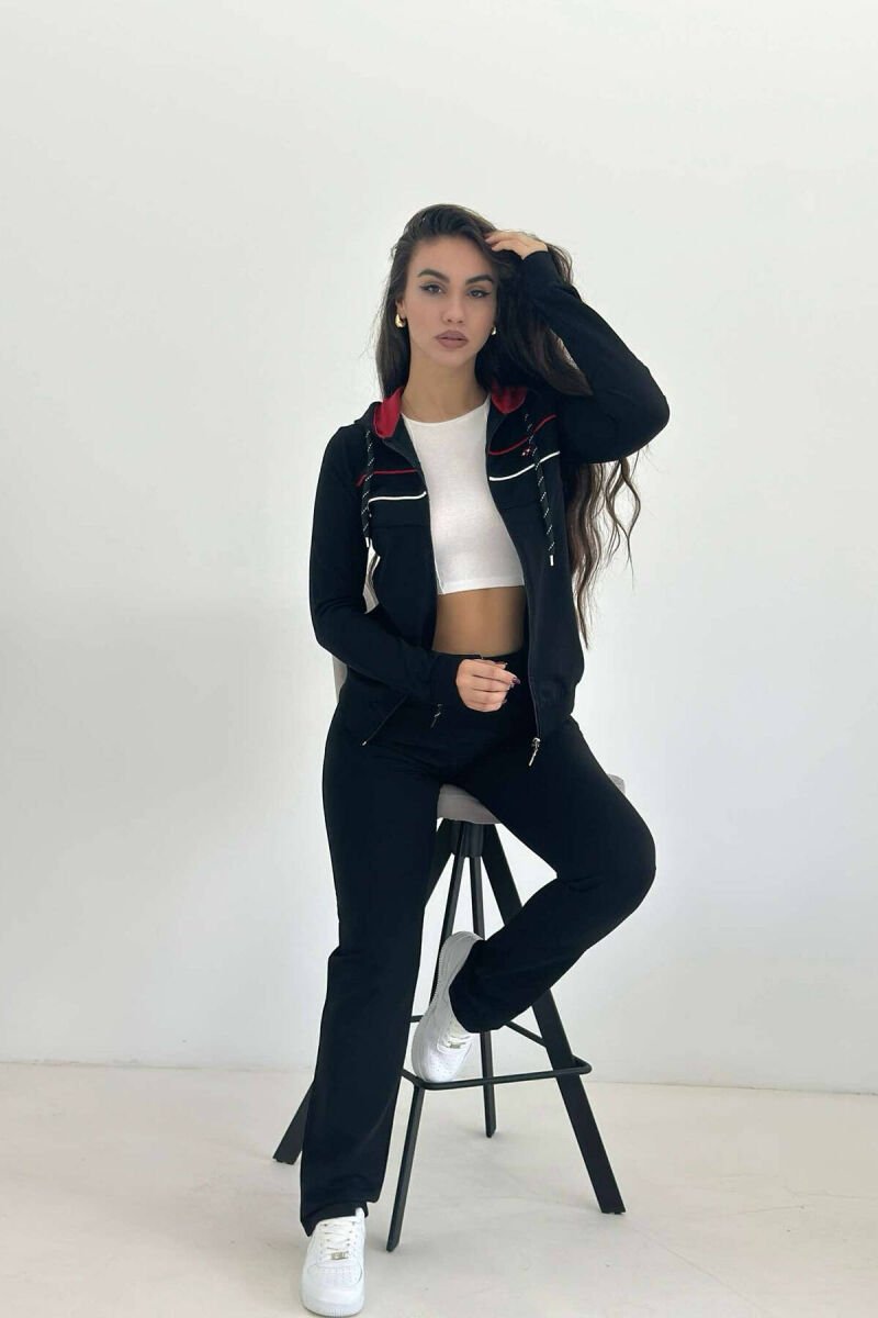 SIMPLE SWEATPANTS+JACKET WOMEN SET BLACK/ E ZEZE - 4