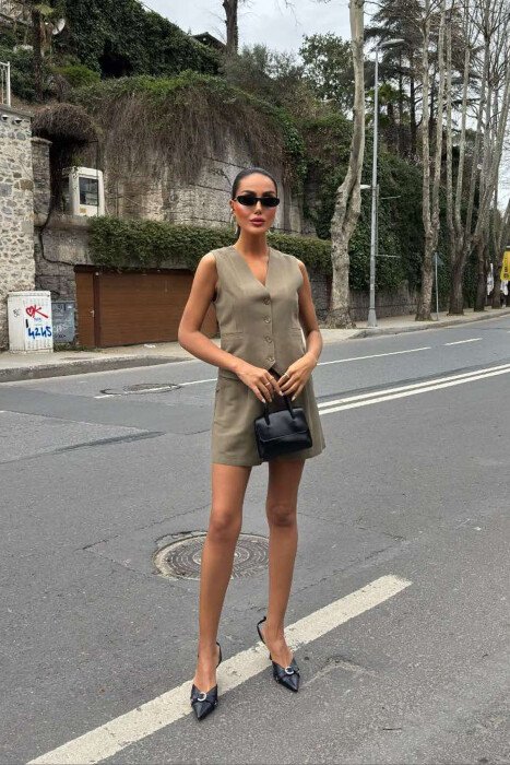 KOSTUM JELEK+PANTALLONA TË SHKURTRA PËR FEMRA NË NGJYRËN JESHILE - 6