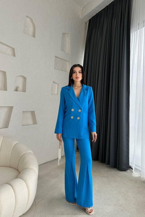 KOSTUM KLASIK PËR FEMRA NË NGJYRËN BLU - KLAUDIO FASHION