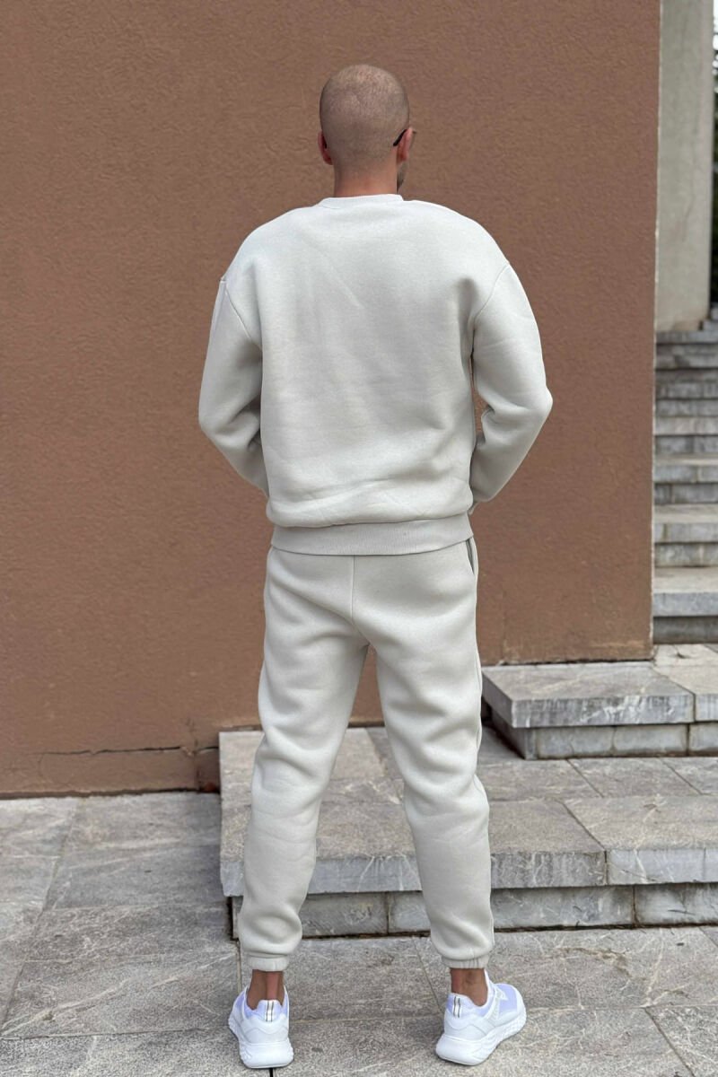 KOSTUM ME PUSH BLUZË ME JAKË TË RRUMBULLAKËT+TUTA PËR MESHKUJ NË NGJYRË GRI E SHNDRITSHME - 5