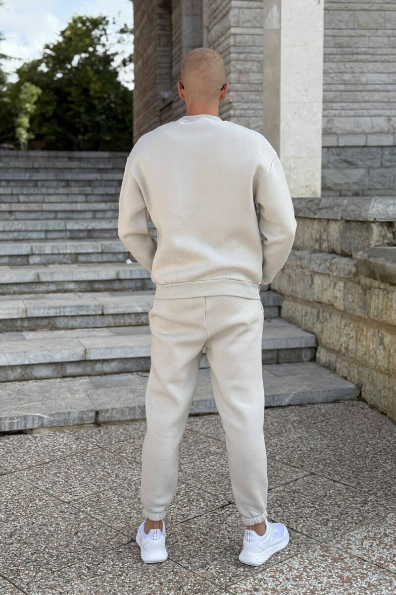 KOSTUM ME PUSH BLUZË ME JAKË TË RRUMBULLAKËT+TUTA PËR MESHKUJ NË NGJYRË GRI TË ZBARDHUR - 5