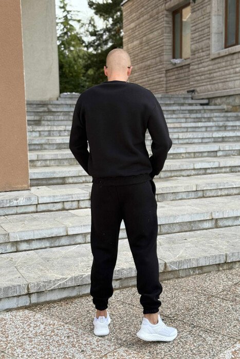 KOSTUM ME PUSH BLUZË ME JAKË TË RRUMBULLAKËT+TUTA PËR MESHKUJ NË NGJYRË TË ZEZË - 5