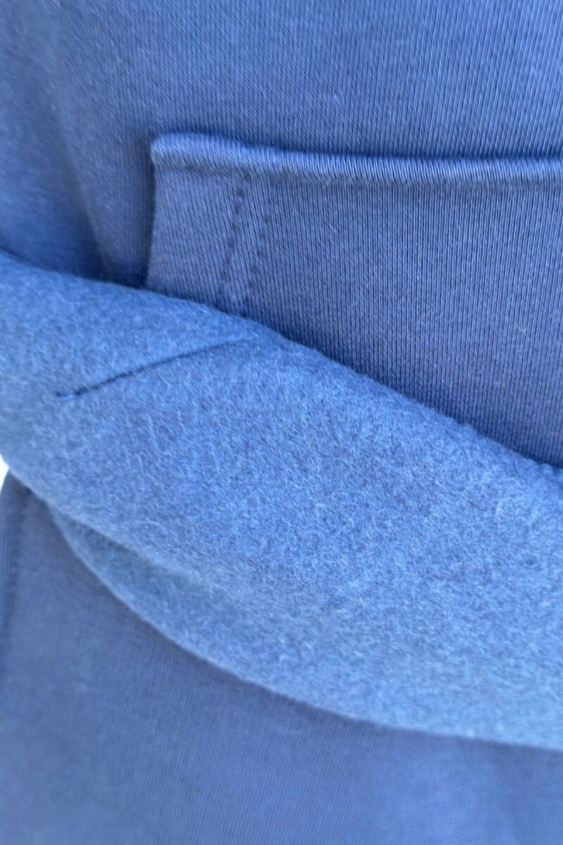 KOSTUM ME PUSH HOODIE+TUTA ME DIZAJN TË THJESHTË PËR MESHKUJ NË NGJYRËN BLU E ERRËT - 2