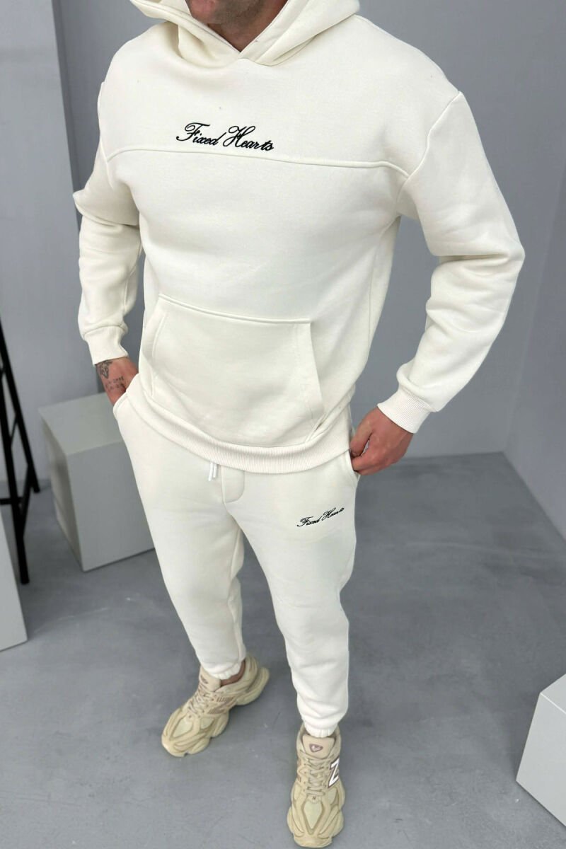 KOSTUM NJE NGJYRESH HOODIE ME SHKRIME + TUTA PER MESHKUJ NE NGJYRE TE BARDHE - 6