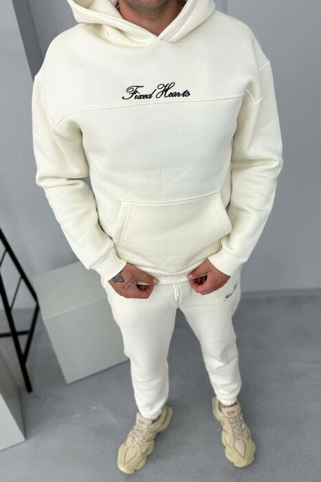 KOSTUM NJE NGJYRESH HOODIE ME SHKRIME + TUTA PER MESHKUJ NE NGJYRE TE BARDHE - 7