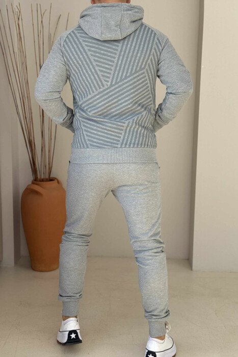 KOSTUM NJËNGJYRËSH HOODIE+TUTA PËR MESHKUJ NË NGJYRËN GRI - 2