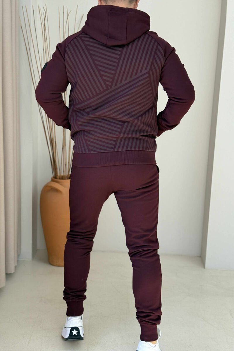 KOSTUM NJËNGJYRËSH HOODIE+TUTA PËR MESHKUJ NË NGJYRËN VISHNJË - 2