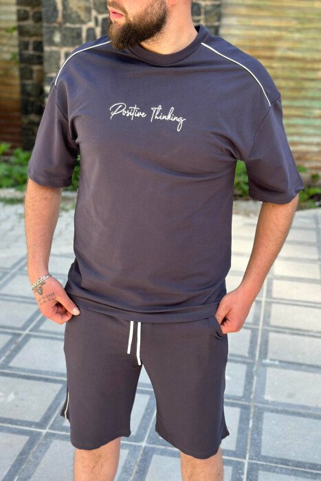KOSTUM PAMBUKU PËR MESHKUJ NË NGJYRËN GRI TË ERRËT - KLAUDIO FASHION