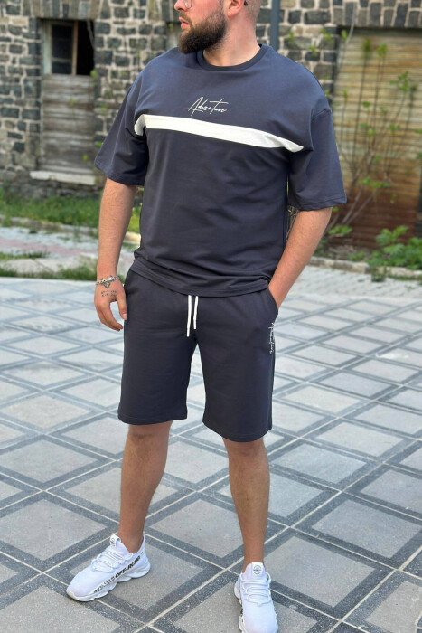 KOSTUM PAMBUKU PËR MESHKUJ NË NGJYRËN GRI TË ERRËT - KLAUDIO FASHION