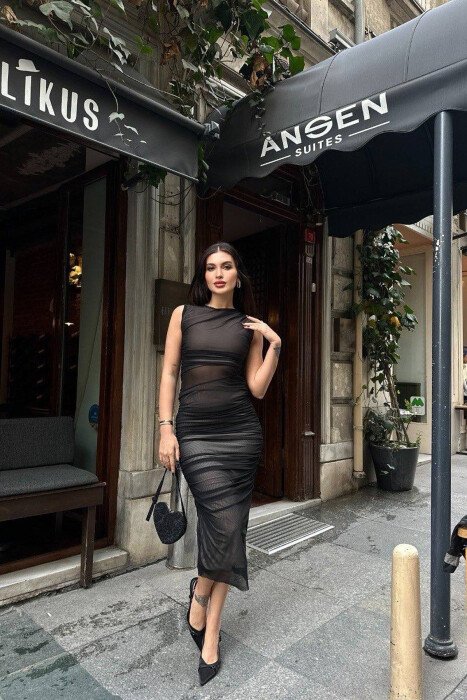 FUSTAN I GJATË ME DANTELLË PËR FEMRA NË NGJYRËN E ZEZË - KLAUDIO FASHION