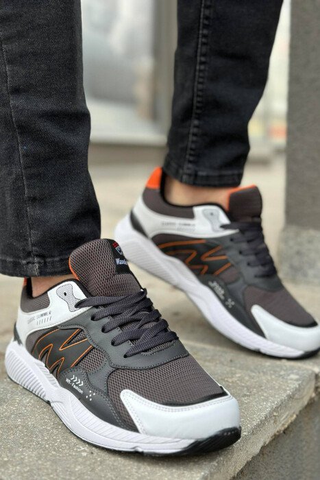 LACING DESIGN MEN SNEAKERS DARK GREY/GEE - KLAUDIO FASHION