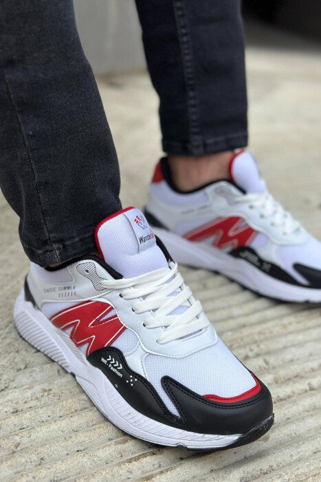 LACING DESIGN MEN SNEAKERS WHITE-E BARDHE - KLAUDIO FASHION