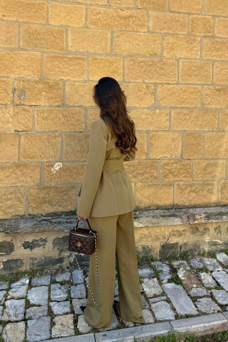 LACING DETAIL CLASSIC JACKET + TROUSERS WOMAN SET OLIVE/ULLI - 4