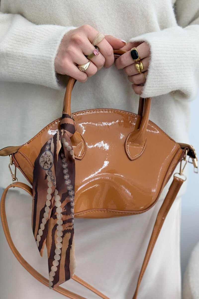 LACING DETAIL LEATHER WOMEN BAG BROWN/KAFE - 1