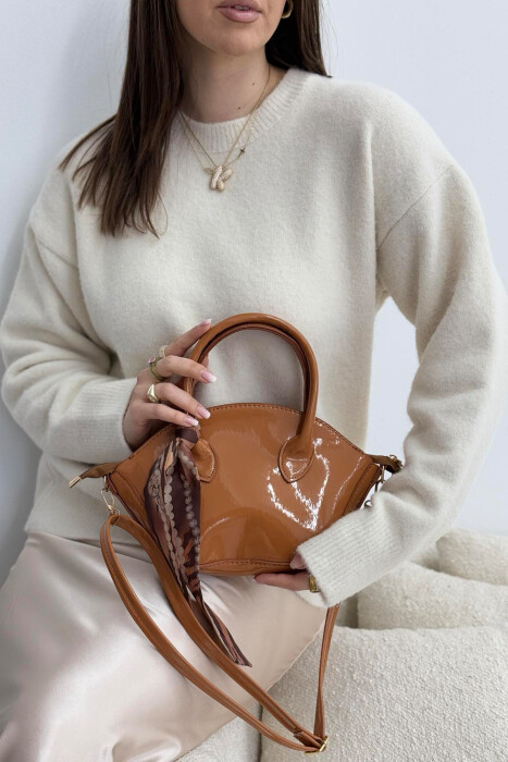LACING DETAIL LEATHER WOMEN BAG BROWN/KAFE - 4