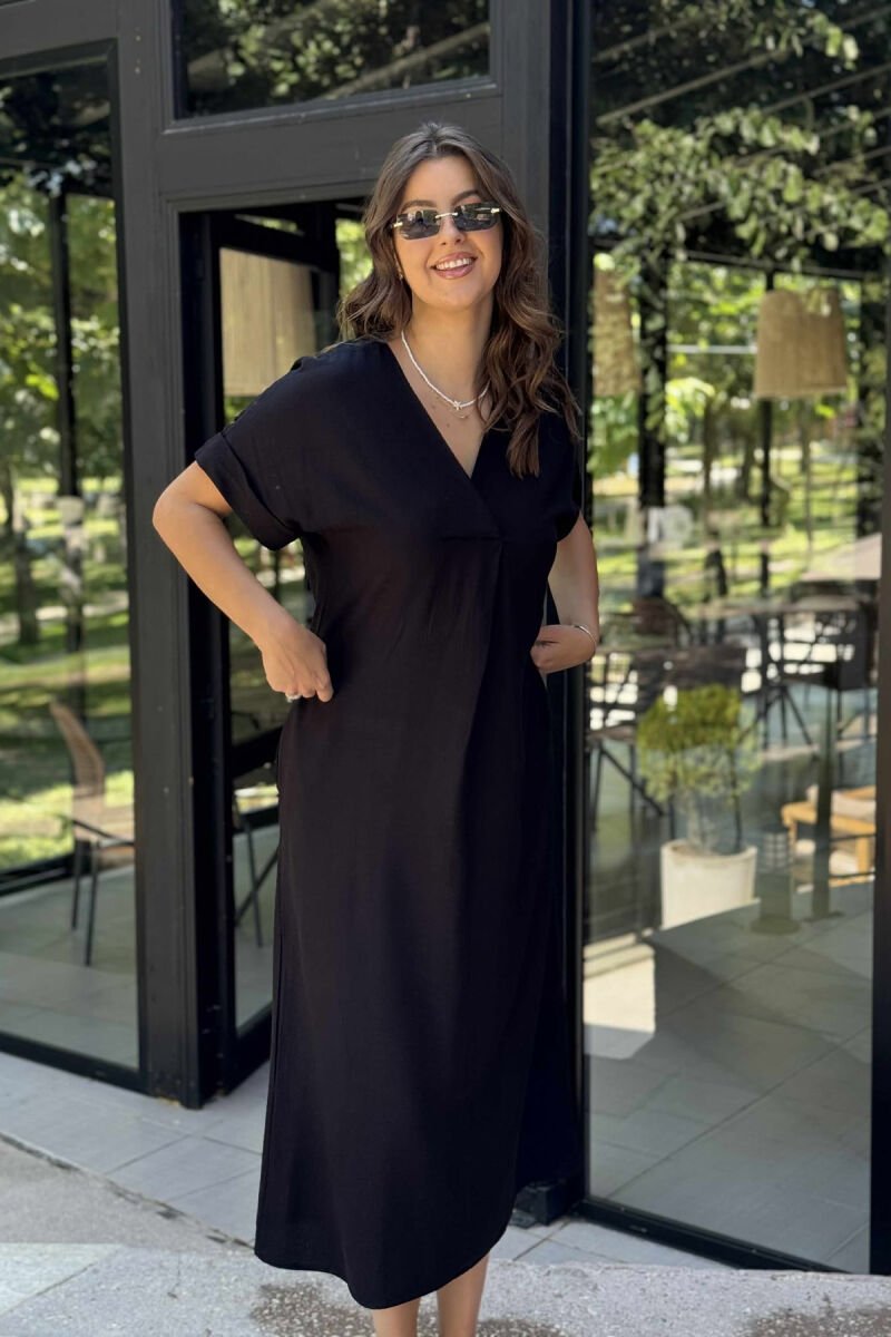 LACING DETAIL LONG WOMEN DRESS BLACK/ E ZEZE - 2