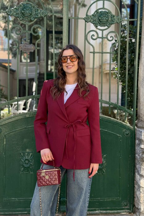 LACING DETAIL ONE COLOR WOMEN JACKET BURGUNDY/VISHNJE 