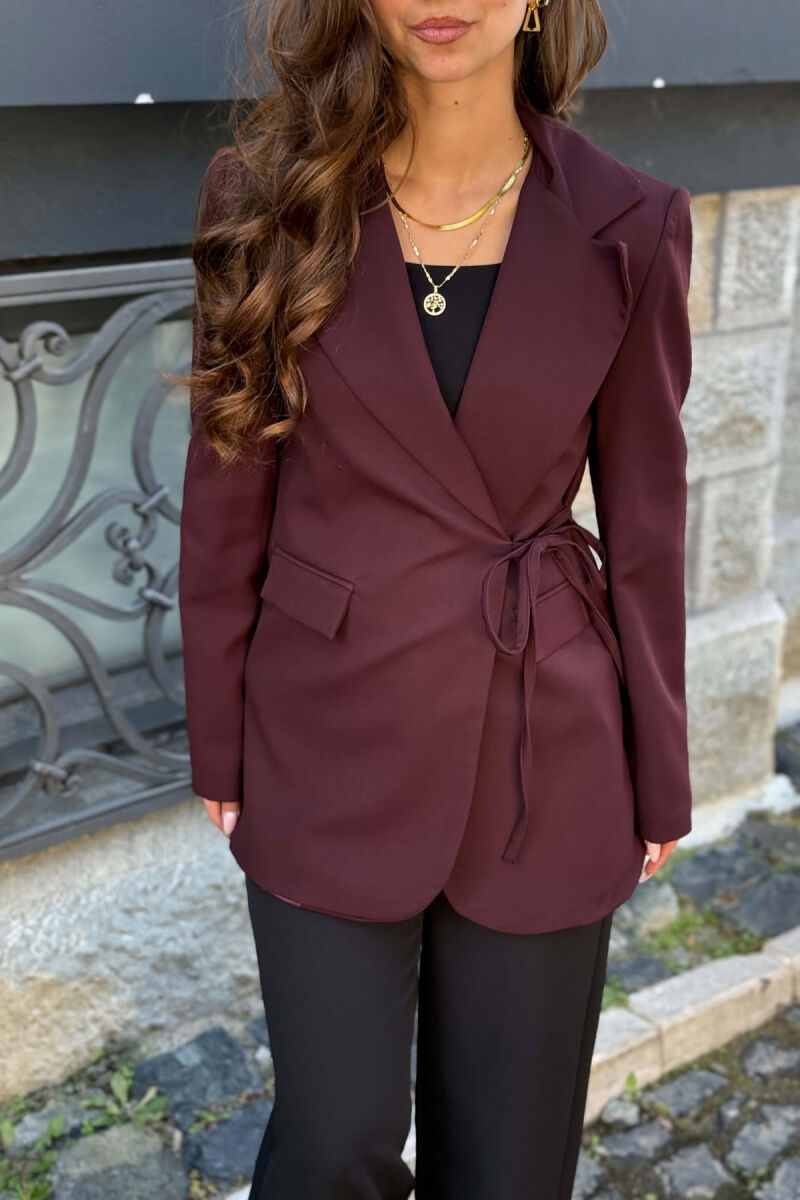 LACING DETAIL ONE COLOR WOMEN JACKET DARK PURPLE/LEJLA ERRET - 3