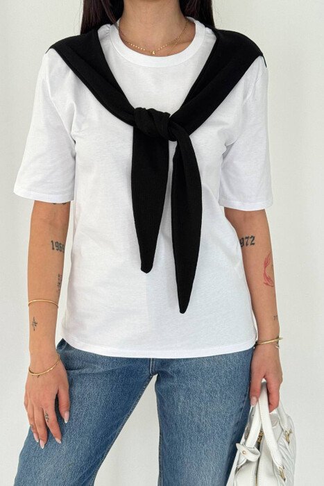 T-SHIRT ME SHALL PER FEMRA NE NGJYRE TE BARDHE ME TE ZEZE 