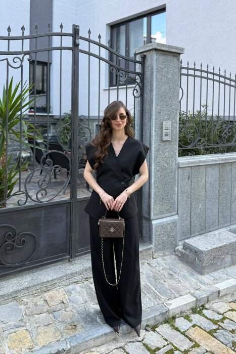 LACING DETAIL VEST +TROUSERS WOMAN SET BLACK/ E ZEZE - 1