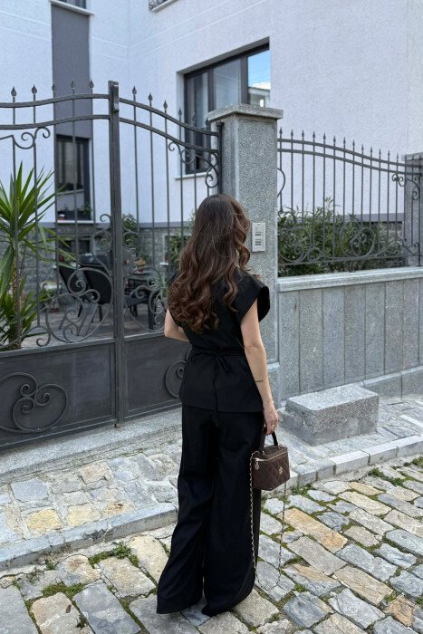 LACING DETAIL VEST +TROUSERS WOMAN SET BLACK/ E ZEZE - 4