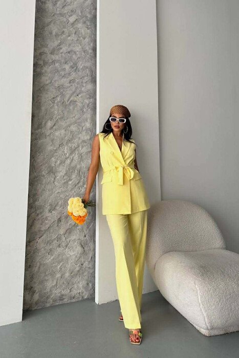 LACING DETAIL VEST + TROUSERS WOMAN SET YELLOW/E VERDHE - 2