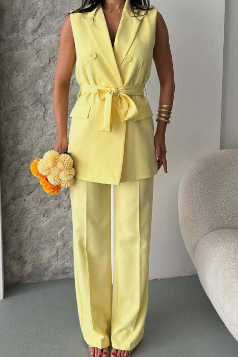 LACING DETAIL VEST + TROUSERS WOMAN SET YELLOW/E VERDHE - 4