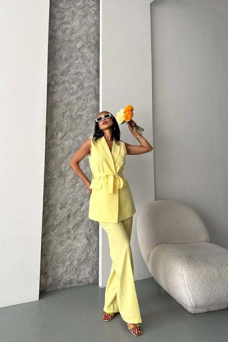 LACING DETAIL VEST + TROUSERS WOMAN SET YELLOW/E VERDHE - 7
