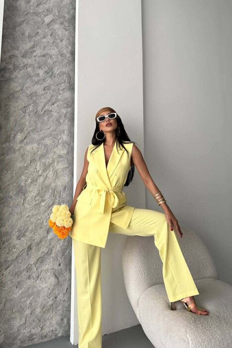 LACING DETAIL VEST + TROUSERS WOMAN SET YELLOW/E VERDHE - 9