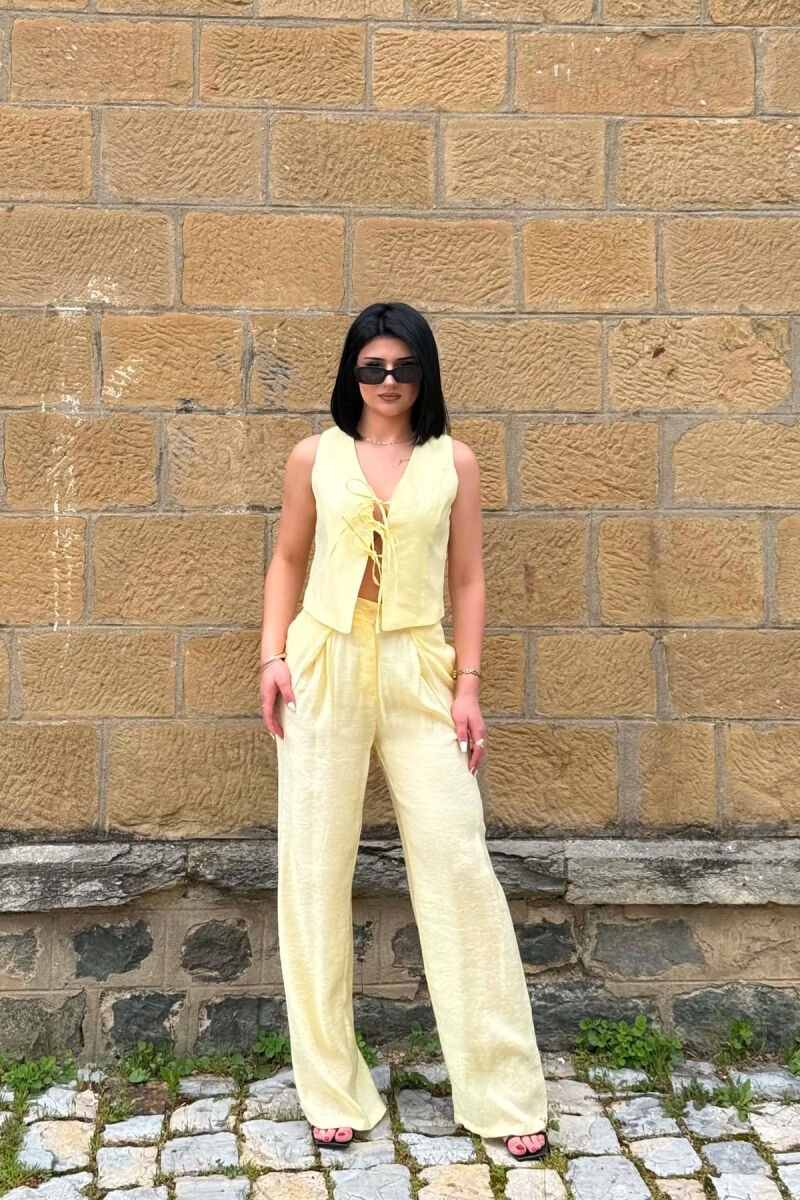 LACING DETAIL VEST+ TROUSERS WOMEN SET YELLOW/E VERDHE - 4