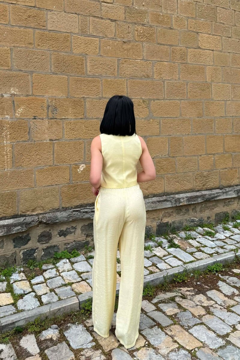 LACING DETAIL VEST+ TROUSERS WOMEN SET YELLOW/E VERDHE - 5