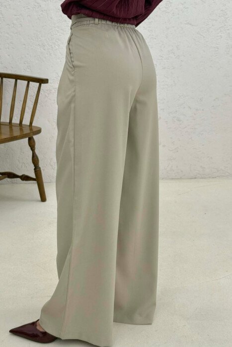 LACING DETAIL WIDE LEG WOMAN TROUSERS BEIGE/BEZHE - 2