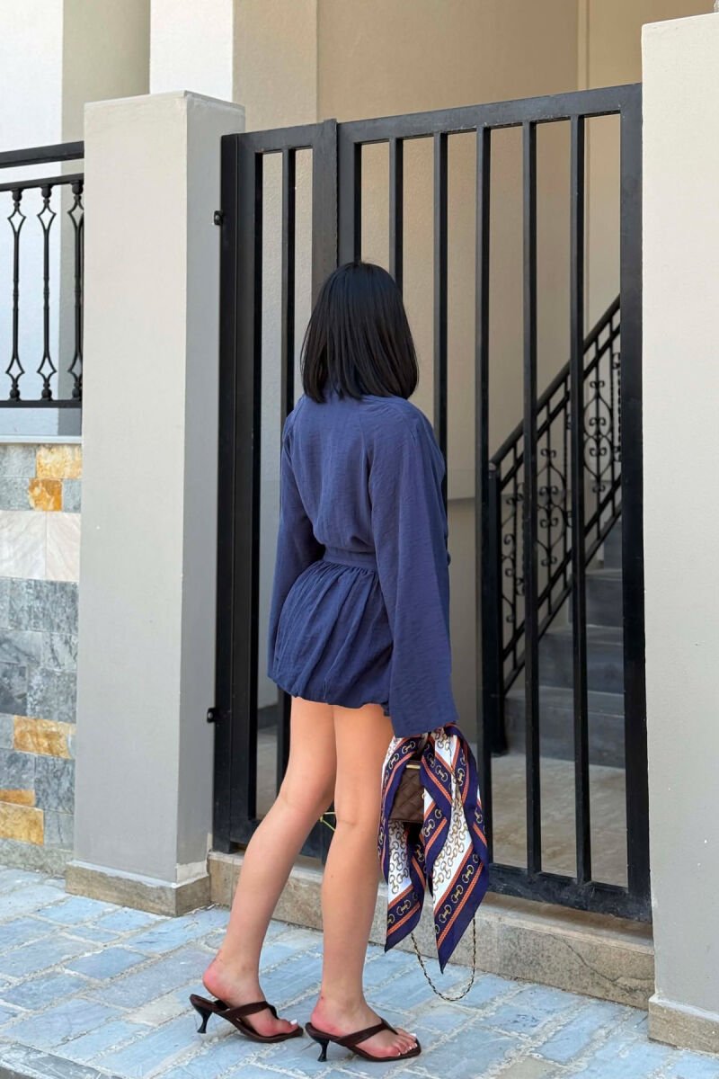 LACING DETAILS SHIRT + SKIRT WOMAN SET BLUE/BLU - 5