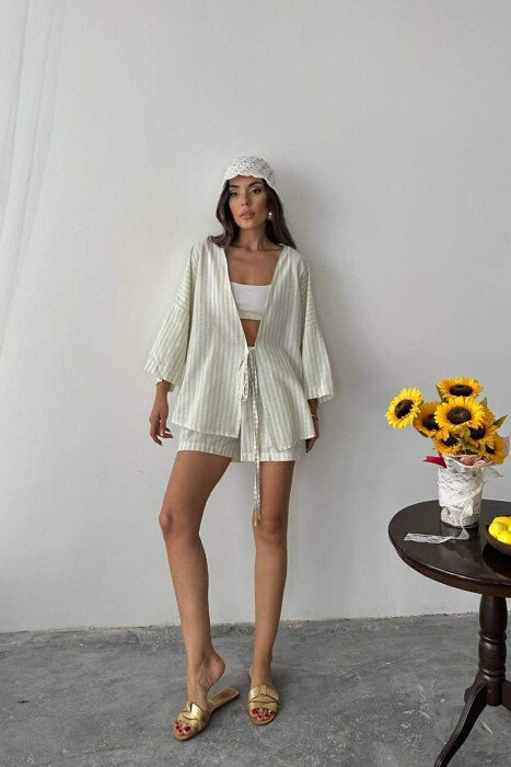 LACING DETAIL SHIRT+SHORTS WOMAN TWO PIECE SET MINT/MENTE - 5
