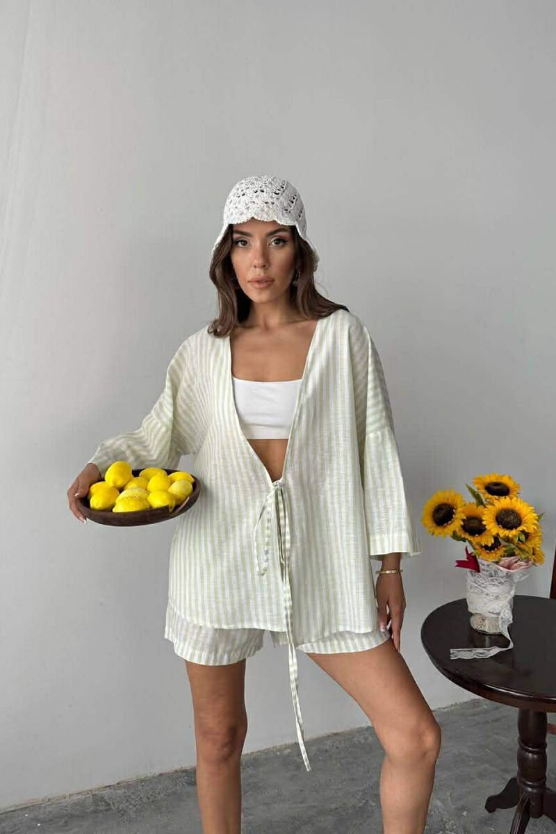 LACING DETAIL SHIRT+SHORTS WOMAN TWO PIECE SET MINT/MENTE - 7