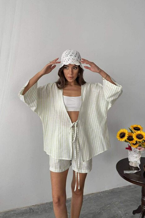 LACING DETAIL SHIRT+SHORTS WOMAN TWO PIECE SET MINT/MENTE - 8