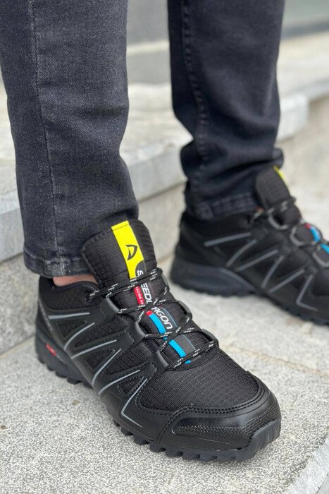 LACING DIFFERENT COLORS MEN SNEAKERS BLACK/ E ZEZE - KLAUDIO FASHION