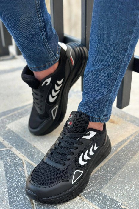 LACING DIFFERENT COLORS MEN SNEAKERS BLACK-BLACK-WHITE/ZZB - 4