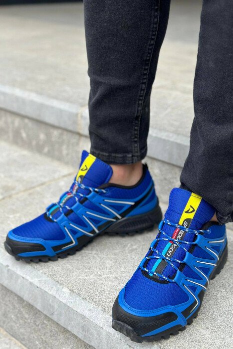 LACING DIFFERENT COLORS MEN SNEAKERS LIGHTBLUE/BZ - KLAUDIO FASHION