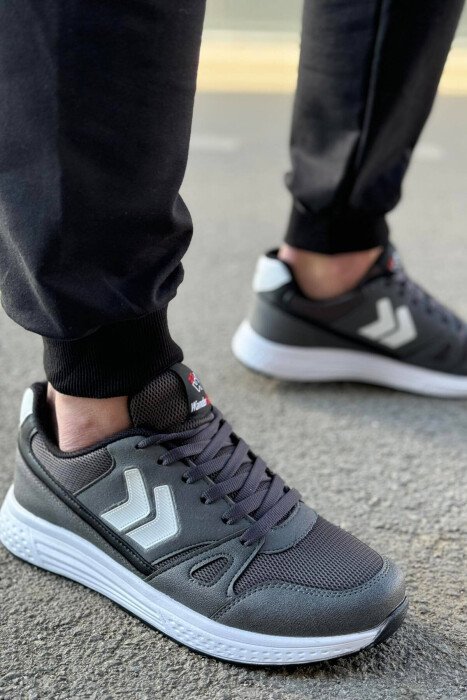 LACING DIFFERENT LINES MEN SNEAKERS BLACK-GREY/ZEGR - KLAUDIO FASHION