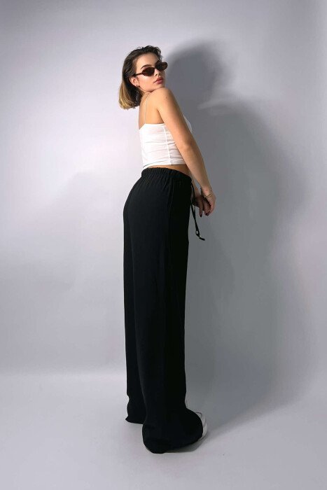 LACING ELASTIC WAIST WOMEN TROUSERS BLACK/ E ZEZE - 3