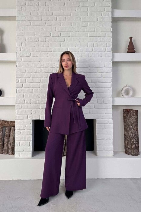 LACING JACKET +TROUSERS WOMAN SET PURPLE/LEJLA - KLAUDIO FASHION