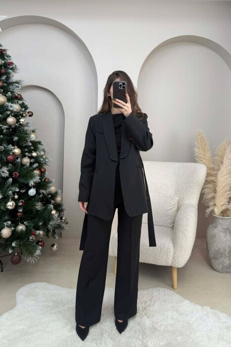 LACING JACKET+TROUSERS ONE COLOR WOMEN SET BLACK/ E ZEZE - 2