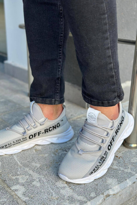 LACING LINE SIMPLE MEN SNEAKERS GREY/GRI - KLAUDIO FASHION
