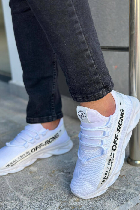 LACING LINE SIMPLE MEN SNEAKERS WHITE-E BARDHE - KLAUDIO FASHION