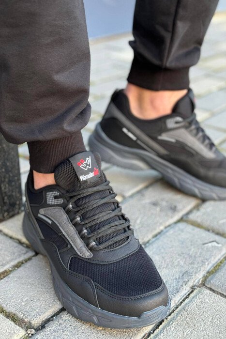 LACING LINES DIFFERENT COLORS MEN SNEAKERS BLACK-GREY/ZEGR - KLAUDIO FASHION
